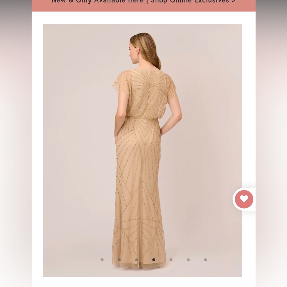 MOB blush dress w/gold beading. 14 fits more like 12